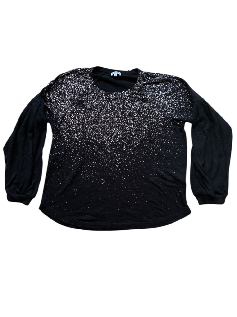 Splendid Women’s Black Silver Speckled Long Sleeve Top Made in USA Size XS